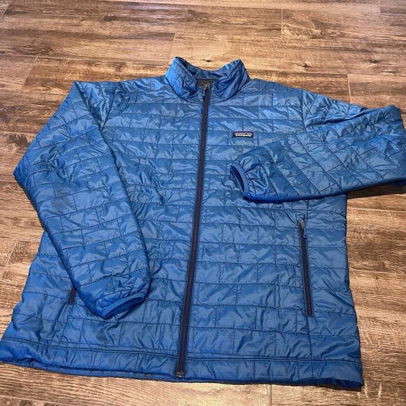 Patagonia Primaloft Nano Puff Jacket Mens 2XL Blue Full Zip Lightweight XXL Coat - Picture 2 of 14